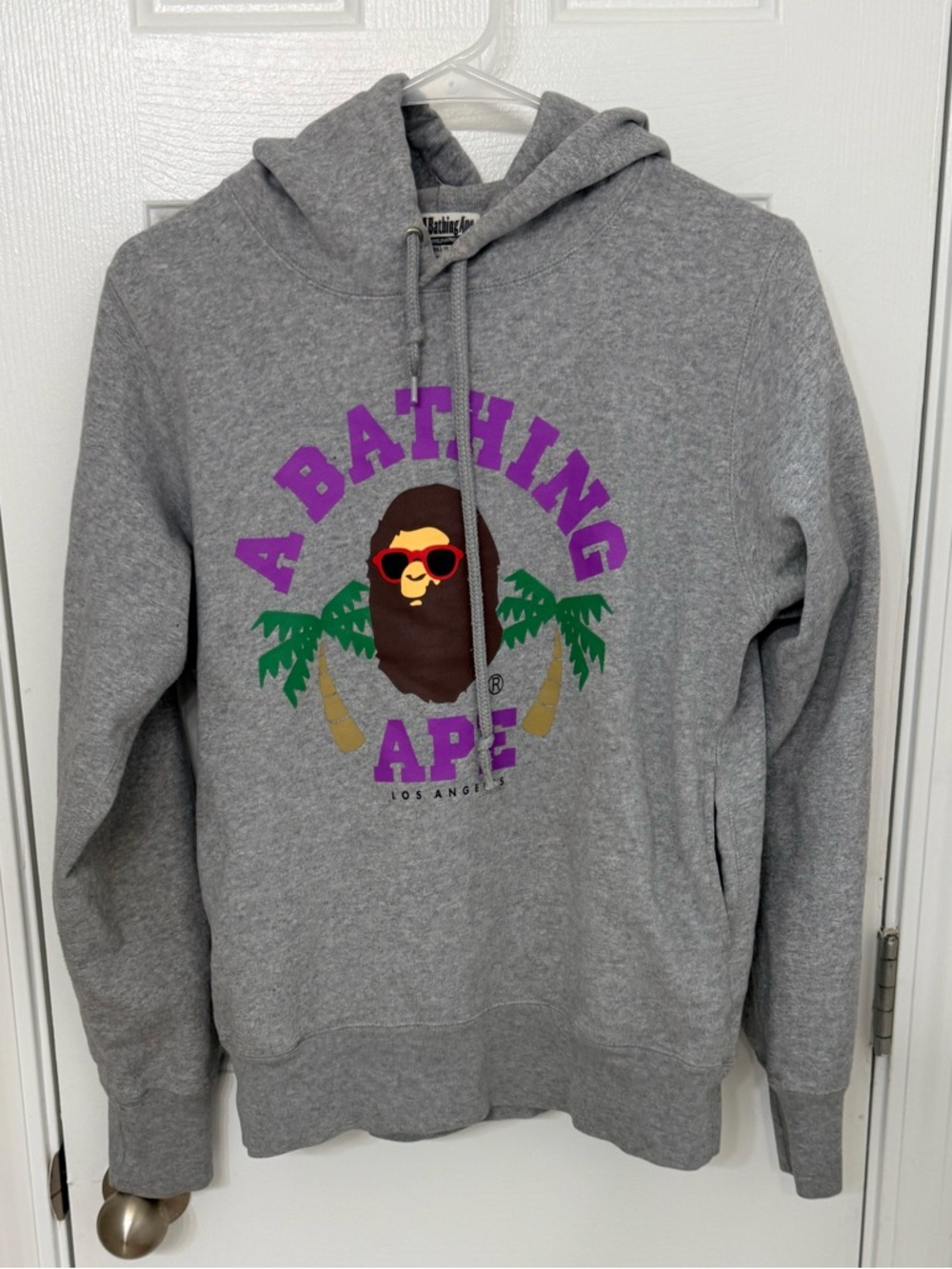 A Bathing Ape Heather Gray Pullover Hoodie - Ape Logo Tag
